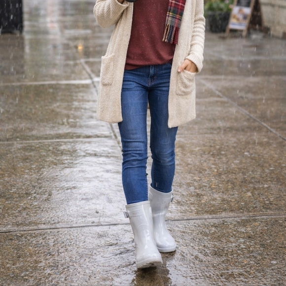 Hunter Shoes - Hunter Light Gray Glossy Boots Size 8